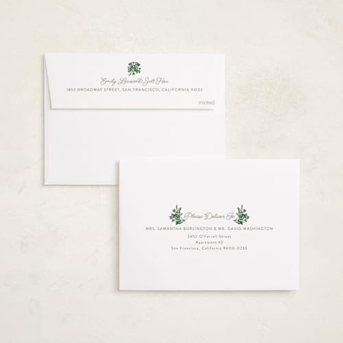 This is a evergreen holiday photo cards with standard by Sarah Brown called a little married printing on recycled smooth signature in standard