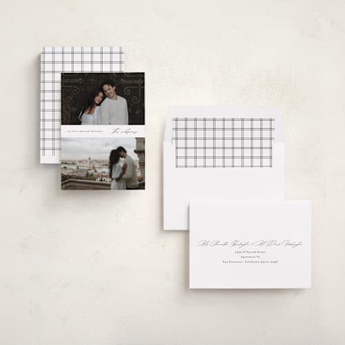 This is a snow holiday photo cards with standard by Stacey Meacham called minimal merry printing on recycled smooth signature in standard