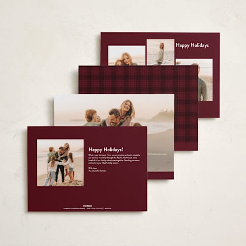 This is a snow holiday photo cards with standard by Kristen Magee called warm holiday wishes script printing on recycled smooth signature in standard