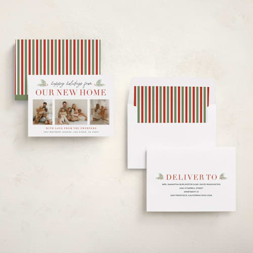 This is a berry holiday photo cards with standard by Sara Hicks Malone called holiday home printing on recycled smooth signature in standard