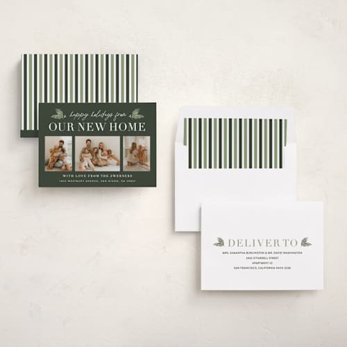 This is a evergreen holiday photo cards with standard by Sara Hicks Malone called holiday home printing on recycled smooth signature in standard