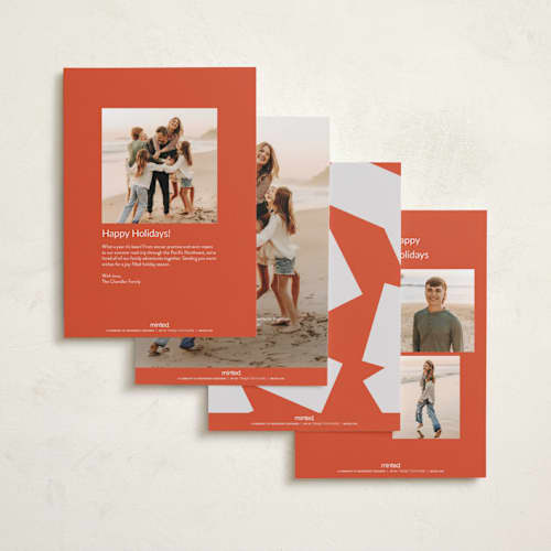 This is a persimmon holiday photo cards with standard by Sumak Studio called boxed printing on recycled smooth signature in standard