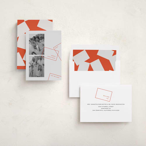 This is a persimmon holiday photo cards with standard by Sumak Studio called boxed printing on recycled smooth signature in standard