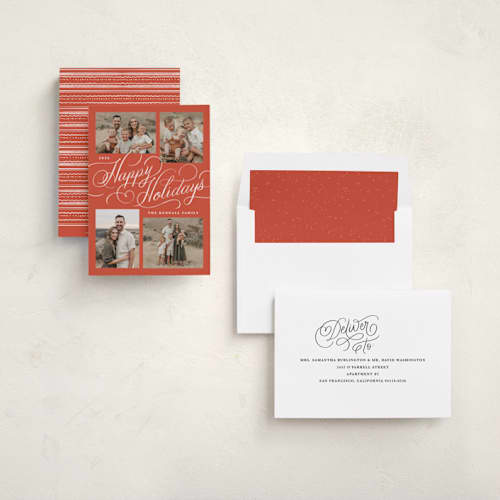 This is a berry holiday photo cards with standard by Kristen Smith called holiday wash printing on recycled smooth signature in standard