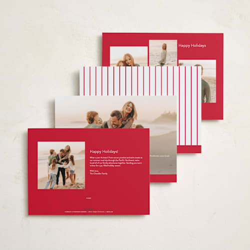 This is a moss holiday photo cards with standard by Baumbirdy called mickey lights printing on recycled smooth signature in standard