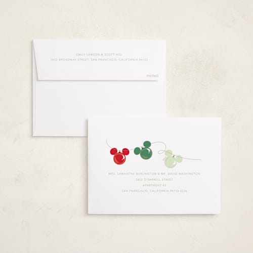 This is a moss holiday photo cards with standard by Baumbirdy called mickey lights printing on recycled smooth signature in standard