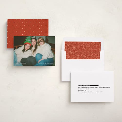 This is a snow holiday photo cards with standard by Lea Delaveris called vhs printing on recycled smooth signature in standard