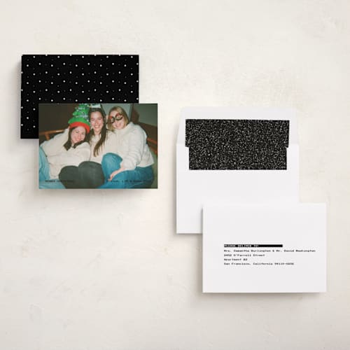 This is a coal holiday photo cards with standard by Lea Delaveris called vhs printing on recycled smooth signature in standard