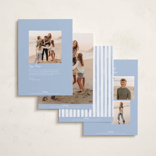 This is a coastal holiday photo cards with standard by Sarah Knight called striped bow printing on recycled smooth signature in standard