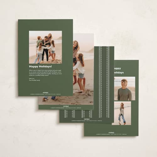 This is a evergreen holiday photo cards with standard by Melanie Kosuge called lockhart printing on recycled smooth signature in standard