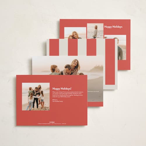 This is a stocking holiday photo cards with standard by Megan Davis called aperitivo printing on recycled smooth signature in standard