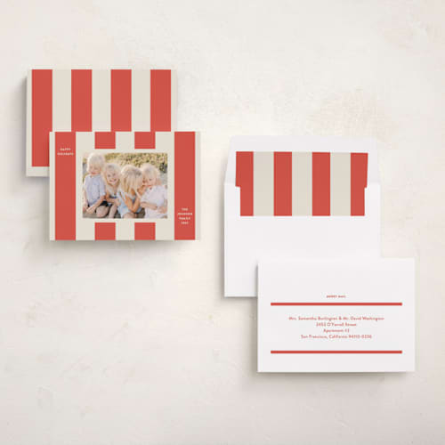 This is a stocking holiday photo cards with standard by Megan Davis called aperitivo printing on recycled smooth signature in standard