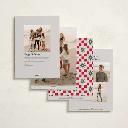 This is a coal holiday photo cards with standard by Jackie Crawford called holiday scripted corners printing on recycled smooth signature in standard