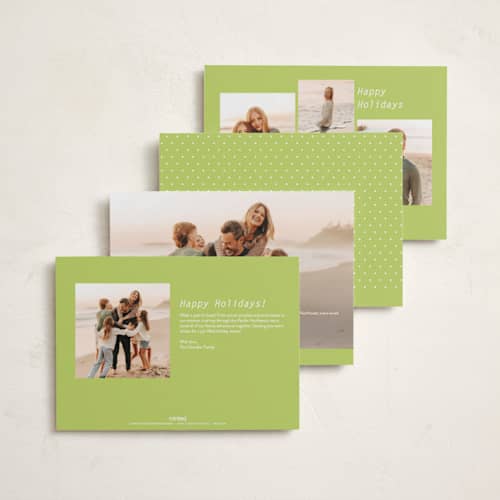 This is a mistletoe glow holiday photo cards with standard by JoAnn Jinks called neon vintage printing on recycled smooth signature in standard