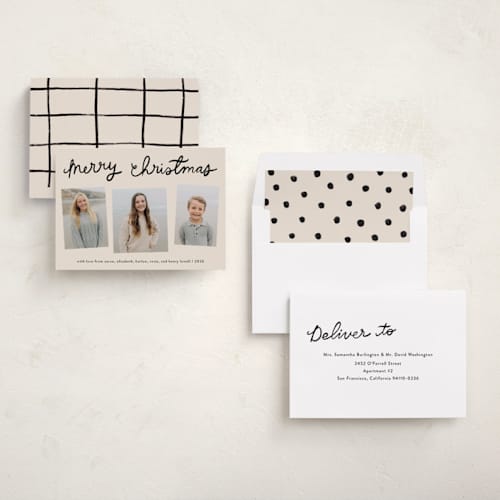 This is a coal holiday photo cards with standard by Kercia Jane called lettered whimsy printing on recycled smooth signature in standard