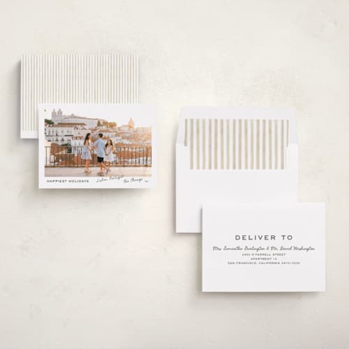 This is a vanilla holiday photo cards with standard by Creo Study called vignette postcard printing on recycled smooth signature in standard