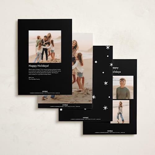 This is a noir holiday photo cards with standard by Annie Clark called zine printing on recycled smooth signature in standard