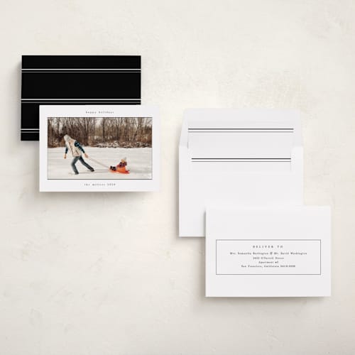 This is a snow holiday photo cards with standard by Nicole Walsh called typewriter printing on recycled smooth signature in standard