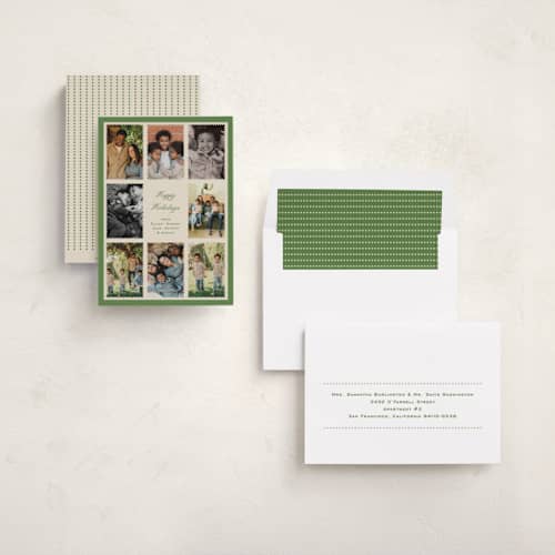 This is a garland holiday photo cards with standard by Pati Cascino called jasper printing on recycled smooth signature in standard