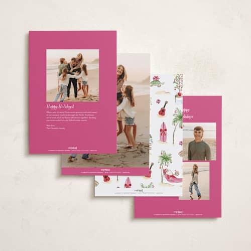 This is a hibiscus holiday photo cards with standard by Sarah Knight called ohana printing on recycled smooth signature in standard