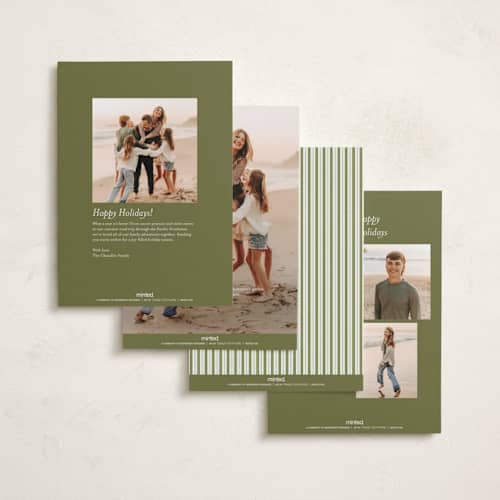 This is a sage holiday photo cards with standard by Sara Hicks Malone called fair isle printing on recycled smooth signature in standard