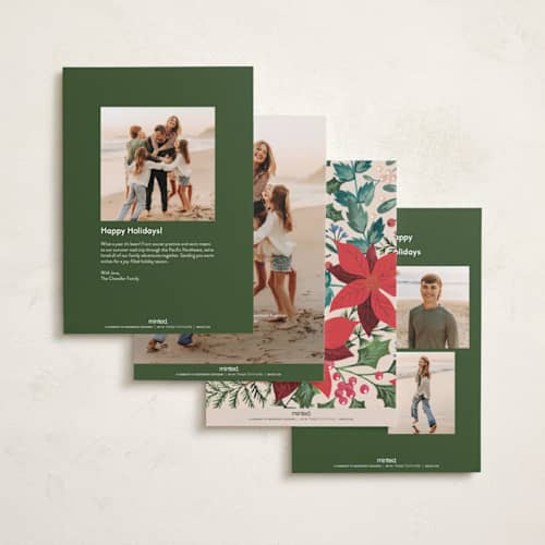 This is a holly berry holiday photo cards with standard by Alethea and Ruth called bold floral printing on recycled smooth signature in standard