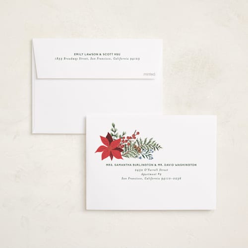 This is a holly berry holiday photo cards with standard by Alethea and Ruth called bold floral printing on recycled smooth signature in standard