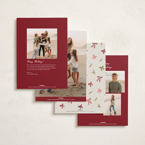 This is a mulberry holiday photo cards with standard by Sarah Rosenthal called tetbury garland printing on recycled smooth signature in standard