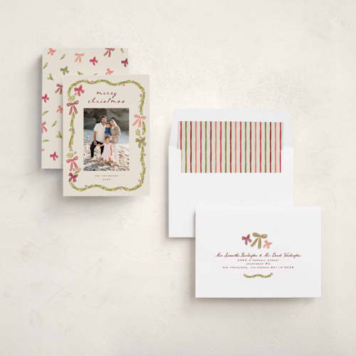 This is a mulberry holiday photo cards with standard by Sarah Rosenthal called tetbury garland printing on recycled smooth signature in standard