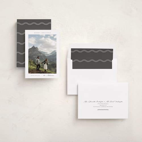 This is a snow holiday photo cards with standard by Nicole Walsh called scenic printing on recycled smooth signature in standard