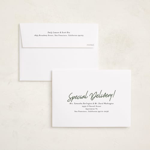 This is a forest holiday photo cards with standard by Karidy Walker called oh what fun script printing on recycled smooth signature in standard