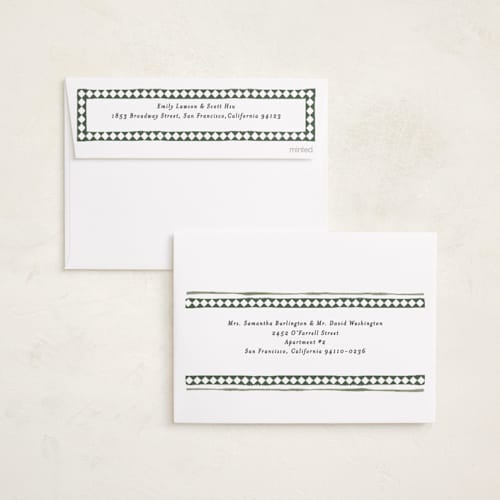 This is a forest holiday photo cards with standard by Jackie Crawford called holiday diamond border printing on recycled smooth signature in standard
