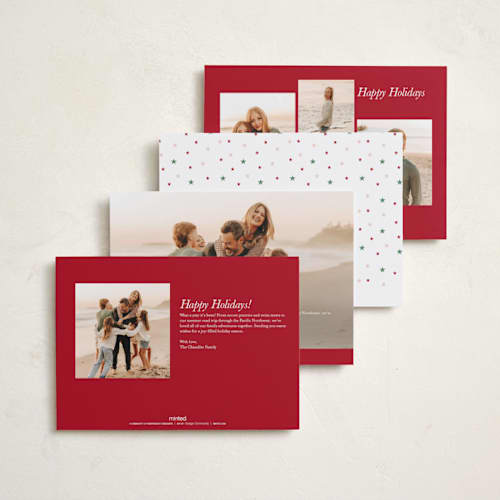 This is a cranberry holiday photo cards with standard by Hannah Williams called new home stripe printing on recycled smooth signature in standard
