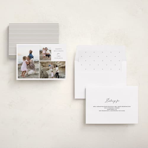 This is a snow holiday photo cards with standard by Angela Thompson called holiday gallery printing on recycled smooth signature in standard