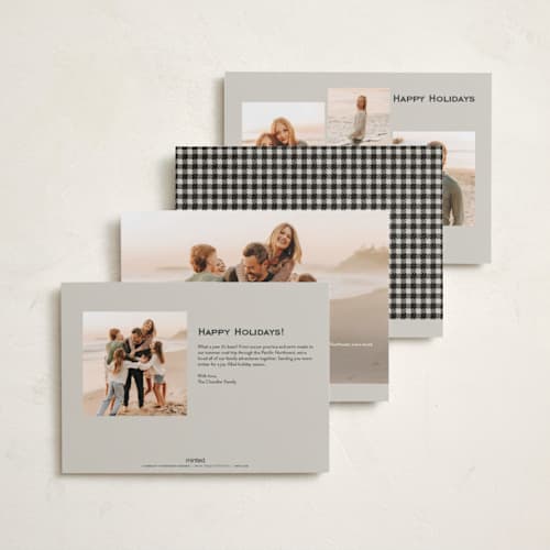 This is a coal holiday photo cards with standard by Wildfield Paper Co called stone printing on recycled smooth signature in standard