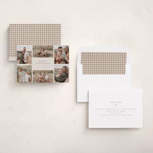 This is a eggnog holiday photo cards with standard by Wildfield Paper Co called stone printing on recycled smooth signature in standard