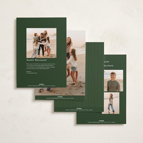 This is a forest holiday photo cards with standard by Celine Nguyen called snowy family printing on recycled smooth signature in standard
