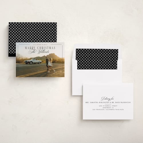 This is a onyx holiday photo cards with standard by Keen Peachy called marry christmas printing on recycled smooth signature in standard