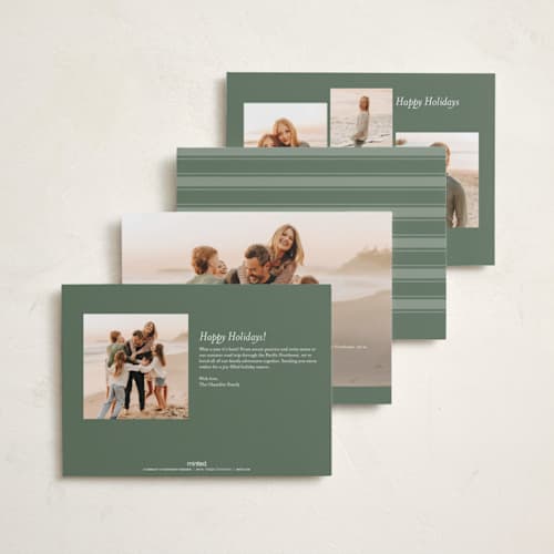 This is a eucalyptus holiday photo cards with standard by Carmia C. called nostalgic script printing on recycled smooth signature in standard
