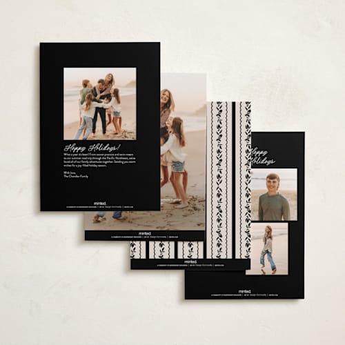 This is a ebony holiday photo cards with standard by Chris Griffith called holiday sea printing on recycled smooth signature in standard