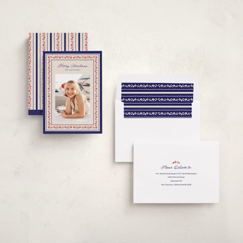 This is a marine holiday photo cards with standard by Chris Griffith called holiday sea printing on recycled smooth signature in standard