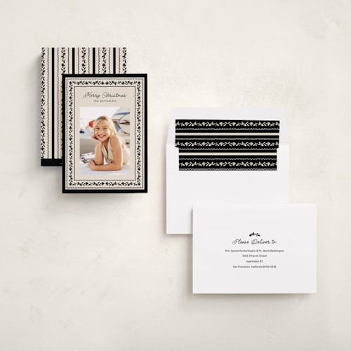 This is a ebony holiday photo cards with standard by Chris Griffith called holiday sea printing on recycled smooth signature in standard
