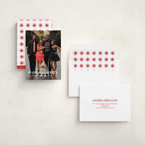 This is a snow holiday photo cards with standard by Angela Marzuki called holiday era printing on recycled smooth signature in standard
