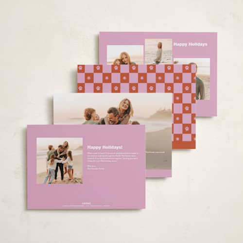 This is a berry holiday photo cards with standard by Inkblot Design called furever printing on recycled smooth signature in standard