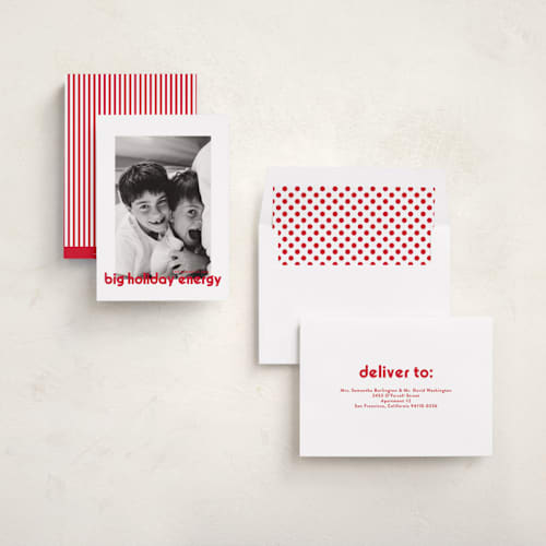 This is a cherry holiday photo cards with standard by Annie Holmquist called big holiday printing on recycled smooth signature in standard