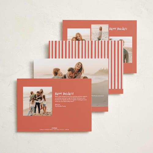 This is a cranberry holiday photo cards with standard by Vera Lim called doggy merry printing on recycled smooth signature in standard