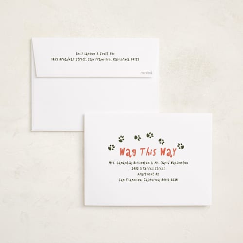 This is a cranberry holiday photo cards with standard by Vera Lim called doggy merry printing on recycled smooth signature in standard