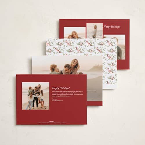 This is a rustic holiday photo cards with standard by Makewells called botanica printing on recycled smooth signature in standard