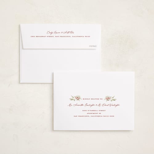 This is a rustic holiday photo cards with standard by Makewells called botanica printing on recycled smooth signature in standard