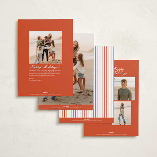 This is a poinsettia holiday photo cards with standard by Paper Raven Co. called merry memory printing on recycled smooth signature in standard
